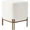 Signature Home Collection Antique Iron Legs with Tweed Fabric Finish Square Stool - 15" - White and Brass